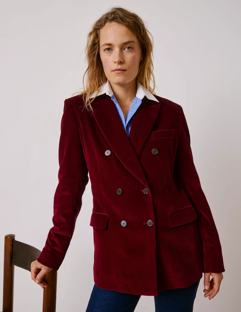 Veste blazer Poème en velours côtelé bordeaux