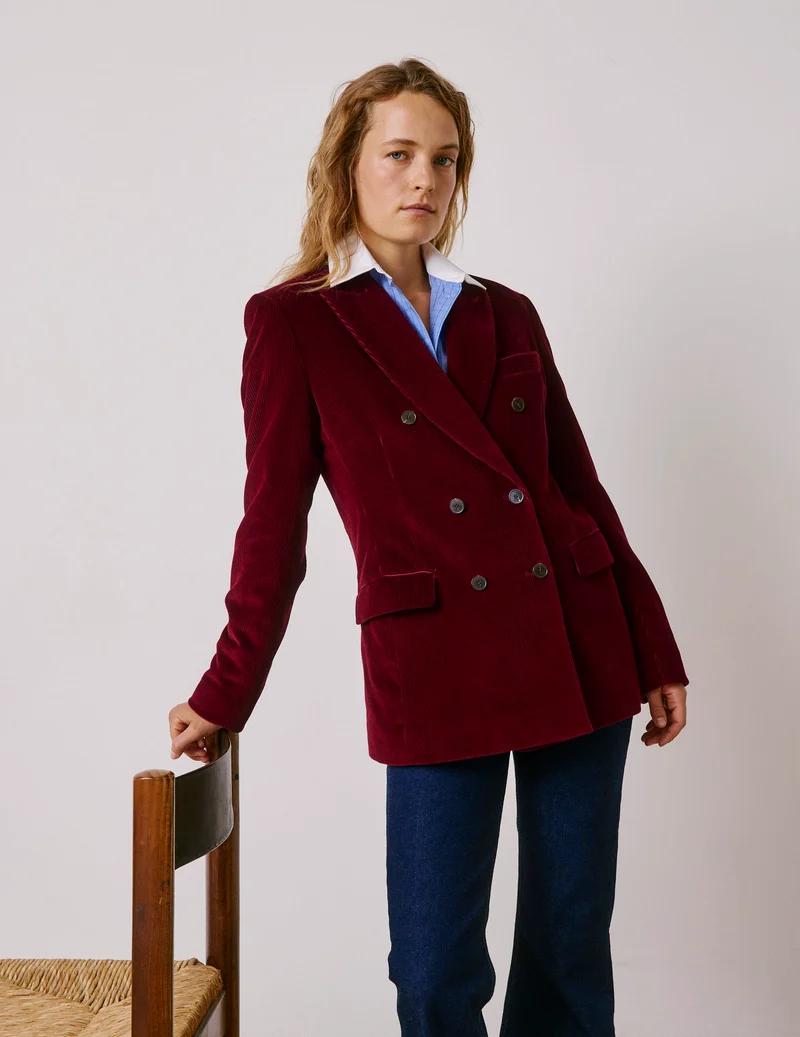 Veste blazer Poème en velours côtelé bordeaux