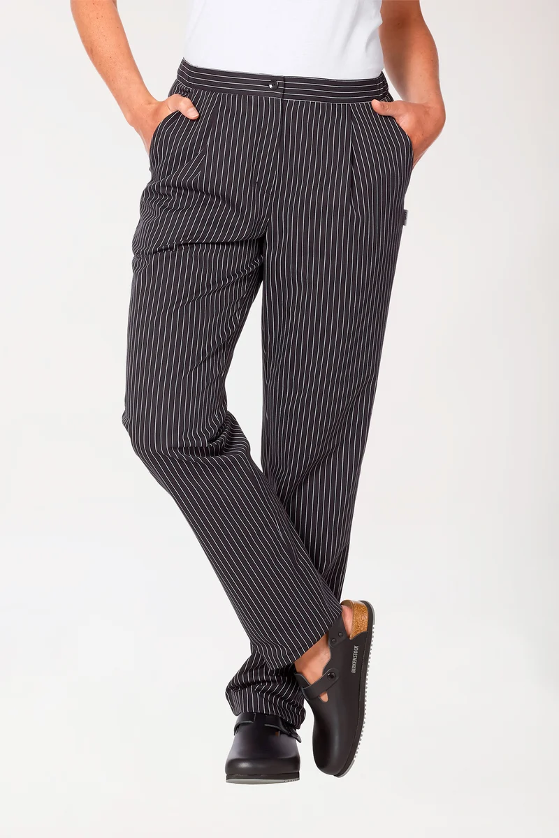 Gastro Stretch Hose Damen - gerades Bein schwarz/weiß
