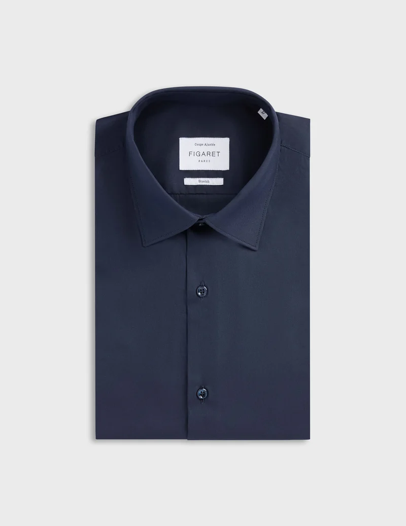 Chemise Ajustée stretch bleu marine