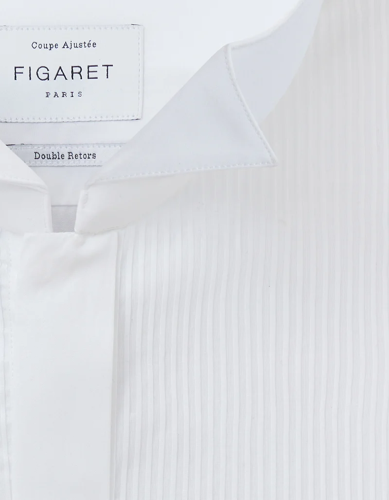 Chemise Ajustée à plastron gorge cachée blanche