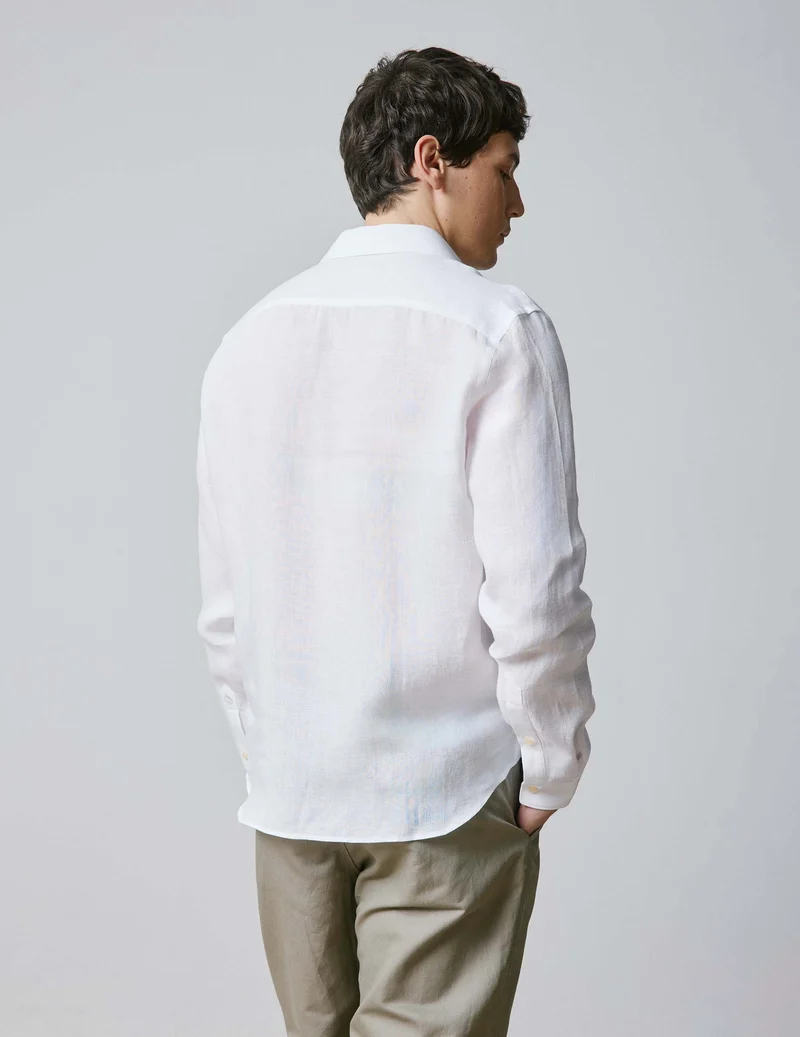 Chemise mixte "Je t'aime" en lin blanc