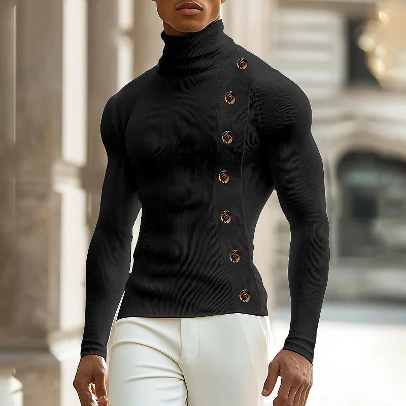 Herren Rollkragen Pullover Sweatshirt Leichter Pulli Sweater Shirt Langarmshirt