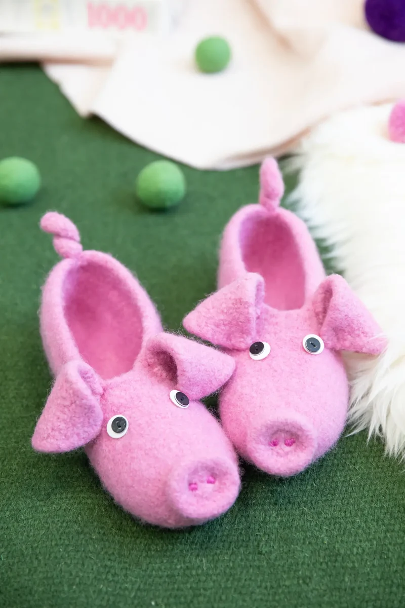 Filzset Kinder-Hausschuhe Schwein