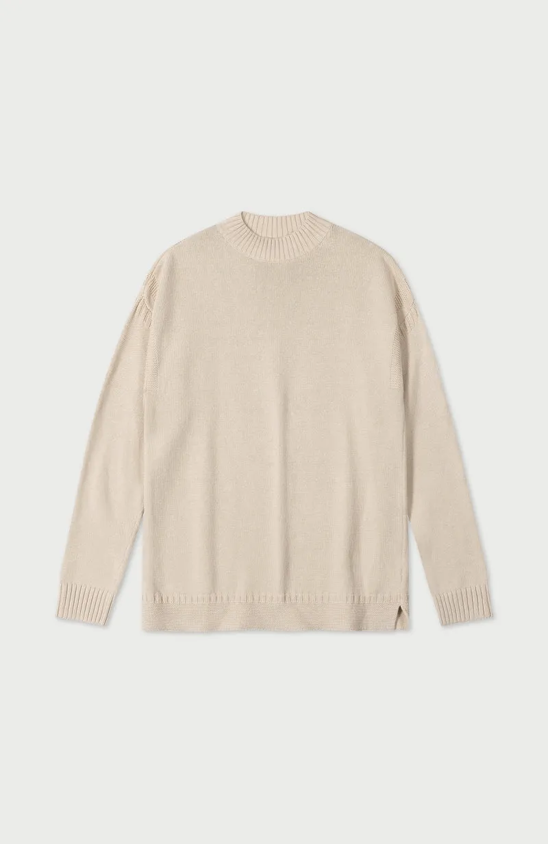 Mens Midweight Organic Cotton Linen Mock Neck Gansey Jumper