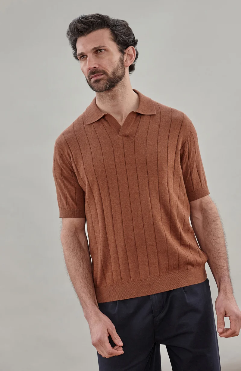 Mens Ultra Fine Cotton Selection Knit Buttonless Polo Shirt
