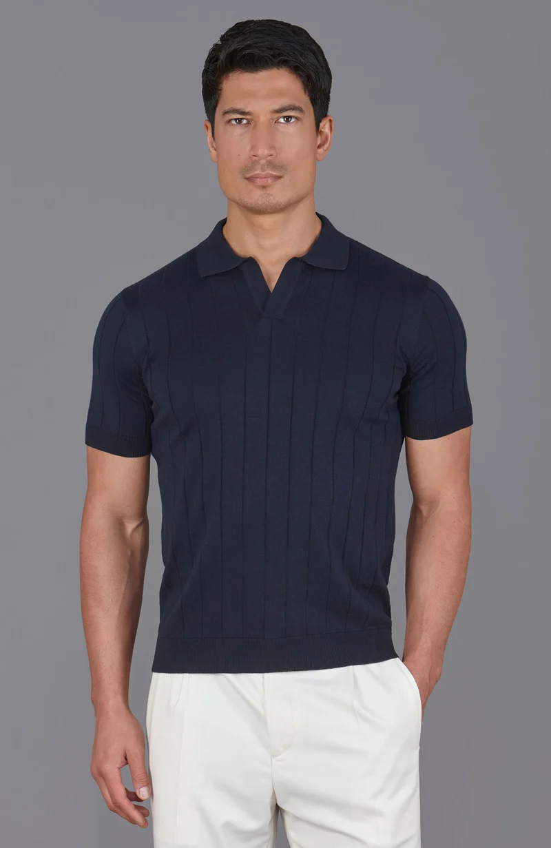 Mens Ultra Fine Cotton Selection Knit Buttonless Polo Shirt