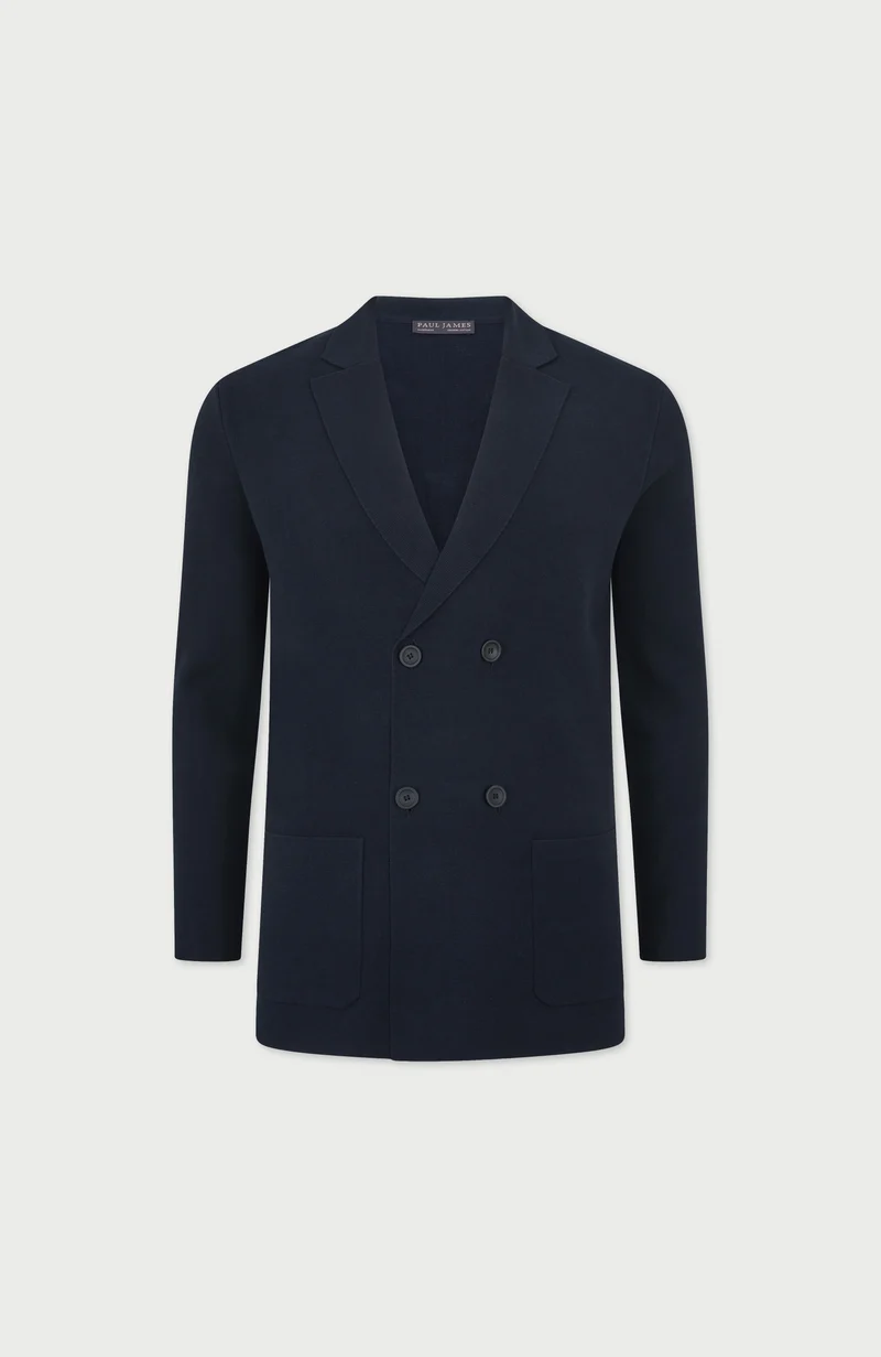 Mens Lightweight Cotton Double Breasted Knitted Blazer