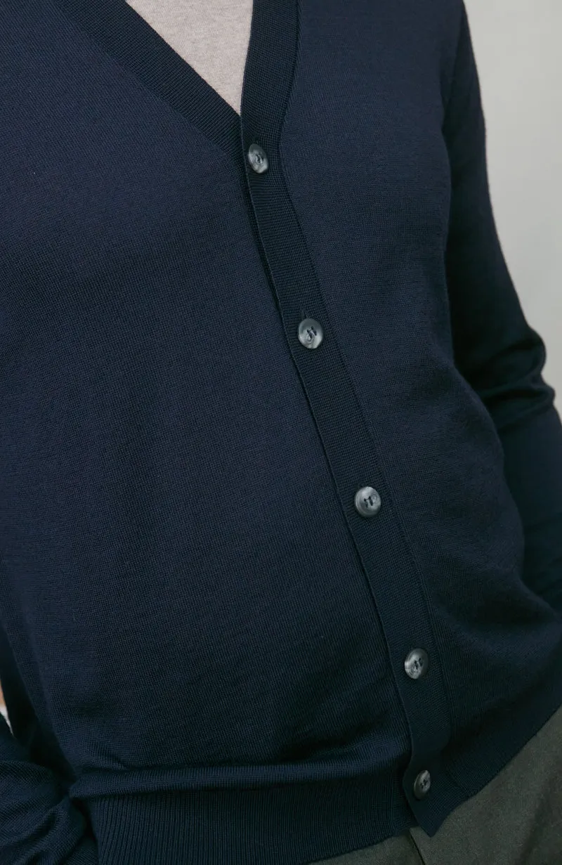Leichter Herren-Cardigan aus extrafeiner Merinowolle