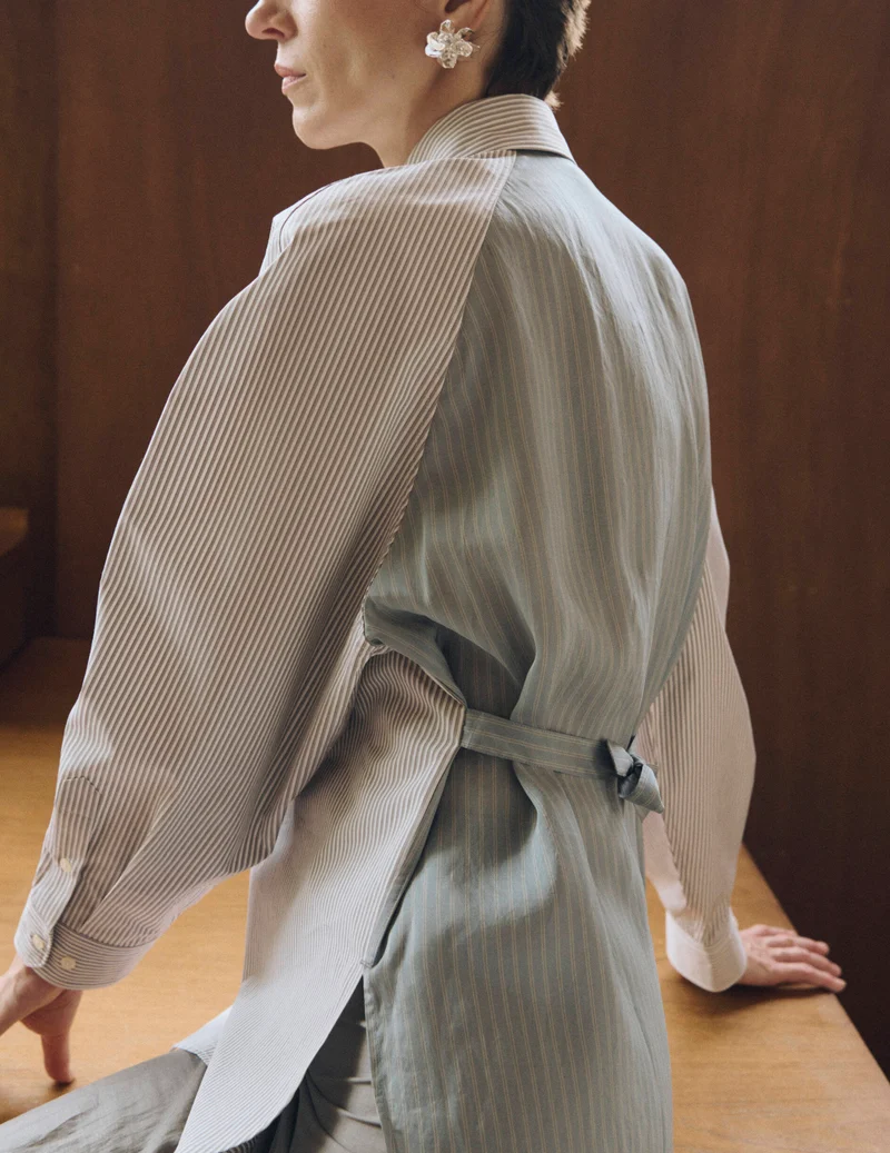 Chemise oversize Paloma rayée grise