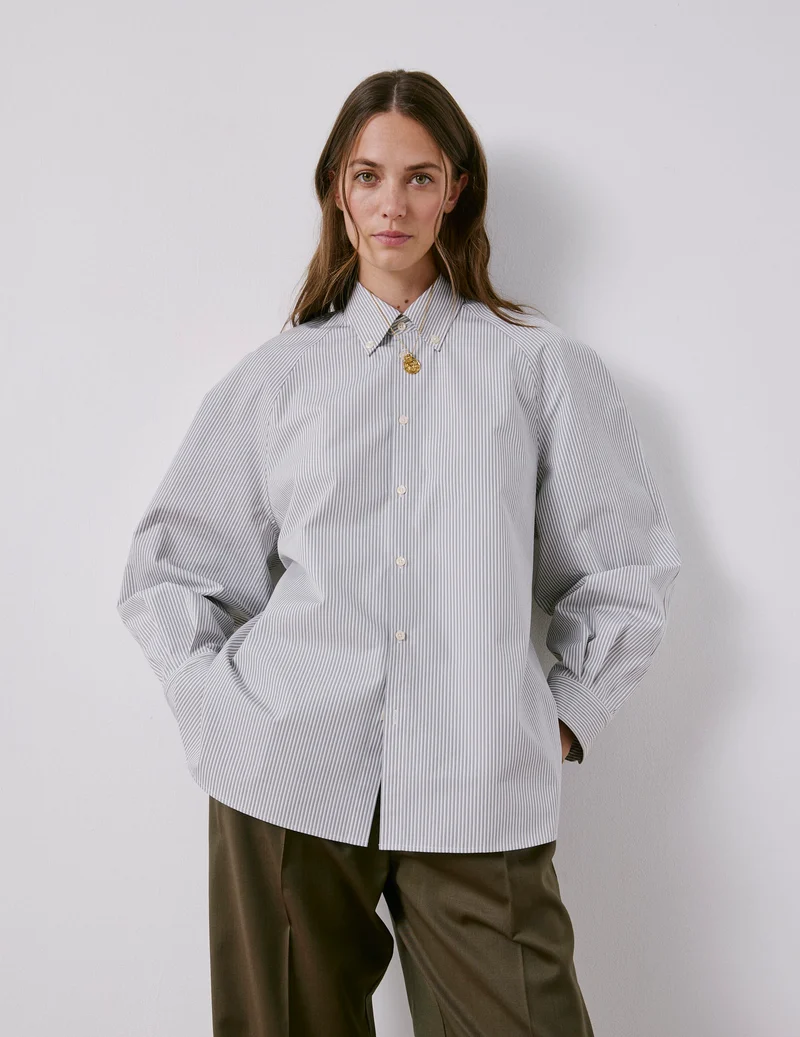 Chemise oversize Paloma rayée grise