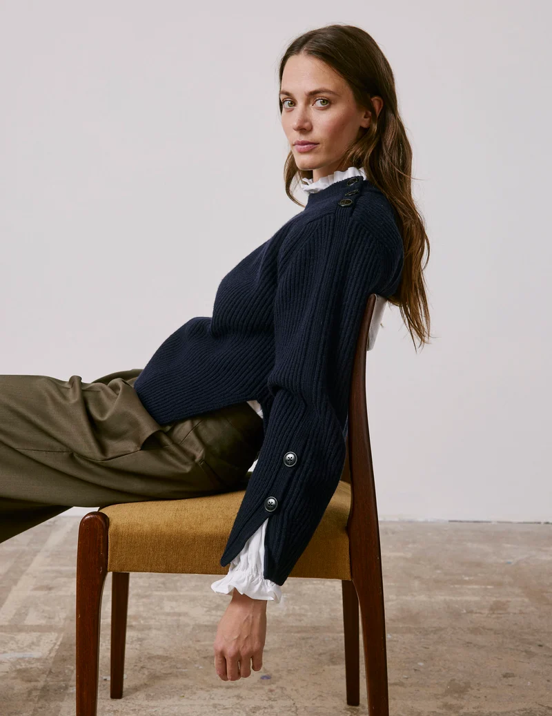 Pull Marino en laine mérinos marine