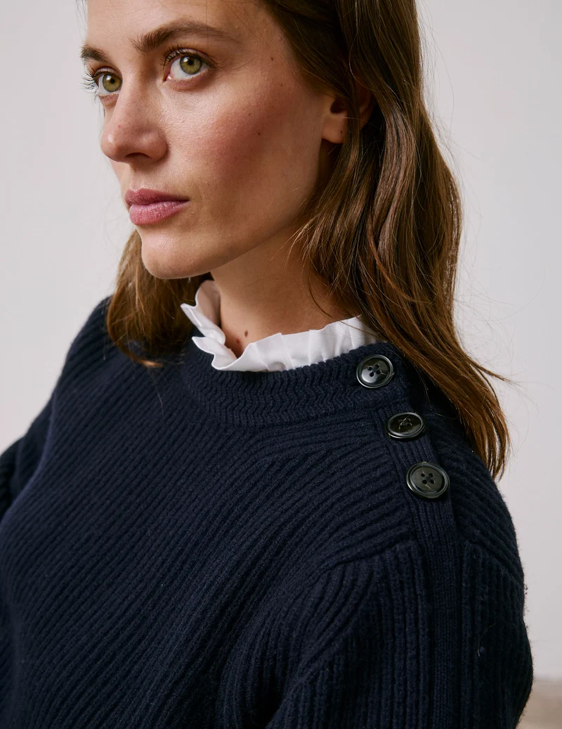 Pull Marino en laine mérinos marine