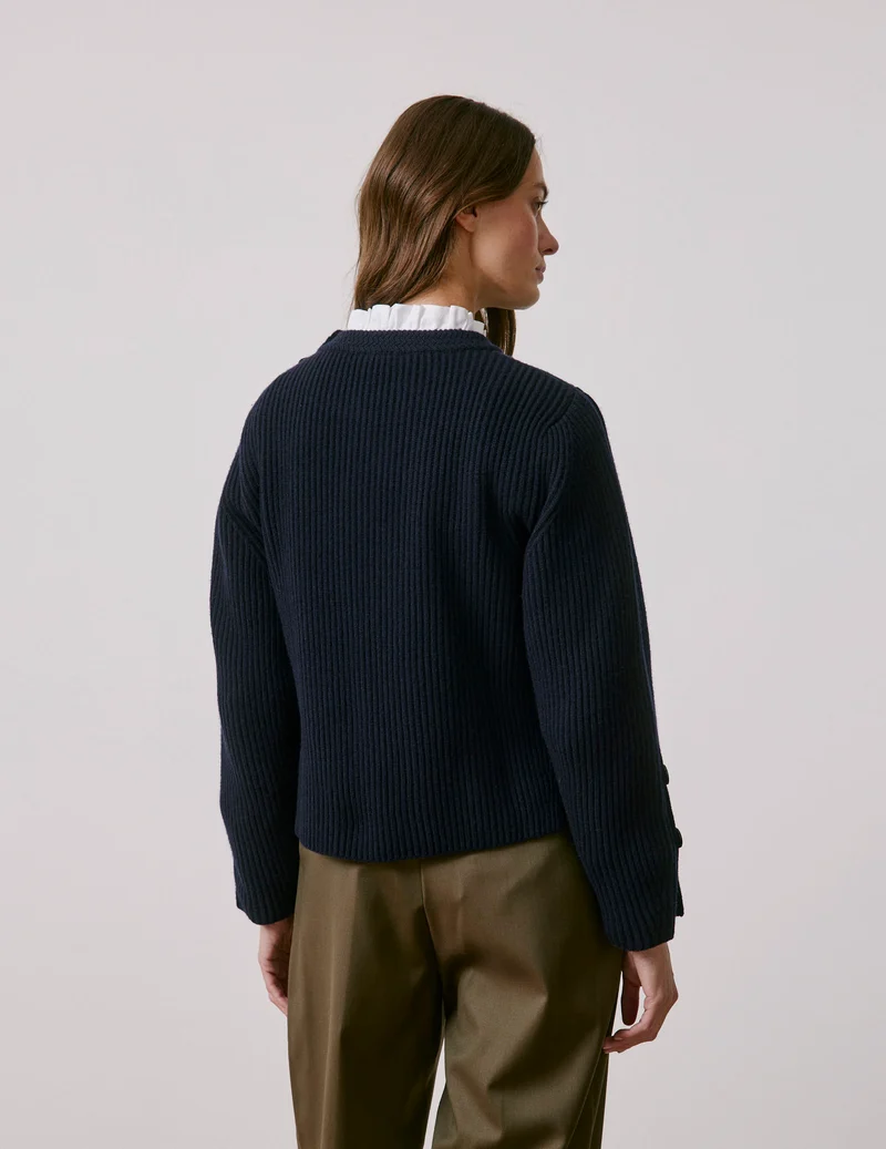 Pull Marino en laine mérinos marine
