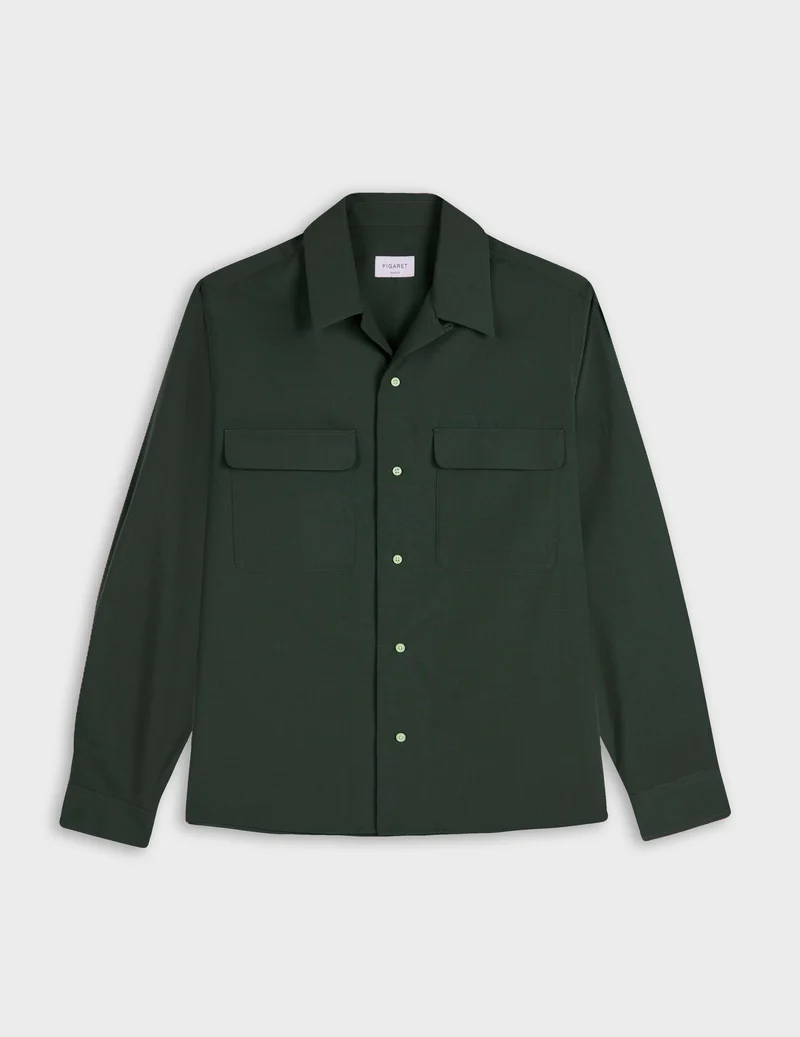 Chemise Ivano en laine vierge kaki