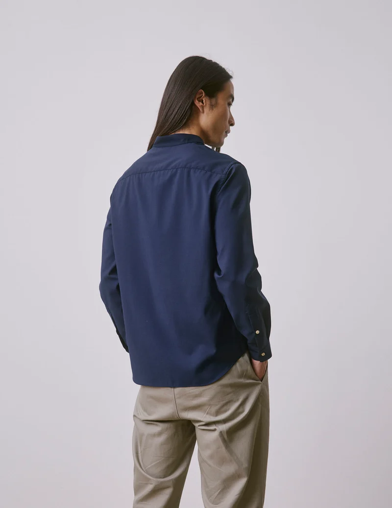 Chemise Carl en laine vierge bleu marine