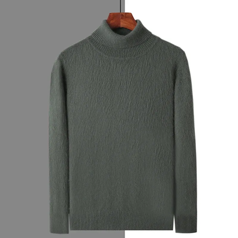 Herbst und Winter Männer Lose Rollkragen 100% Nerz Kaschmir Pullover männer Casual Thermische Pullover Einfarbig Stricken Plus-Größe top