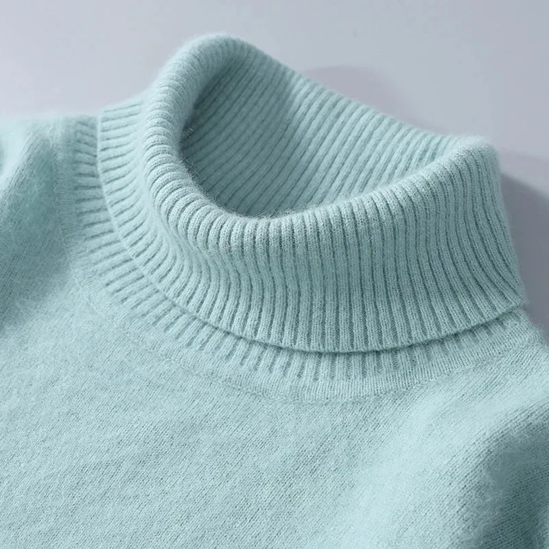 Herbst und Winter Männer Lose Rollkragen 100% Nerz Kaschmir Pullover männer Casual Thermische Pullover Einfarbig Stricken Plus-Größe top