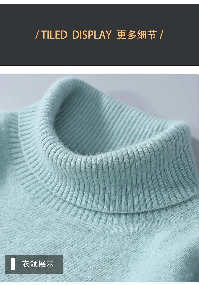Herbst und Winter Männer Lose Rollkragen 100% Nerz Kaschmir Pullover männer Casual Thermische Pullover Einfarbig Stricken Plus-Größe top