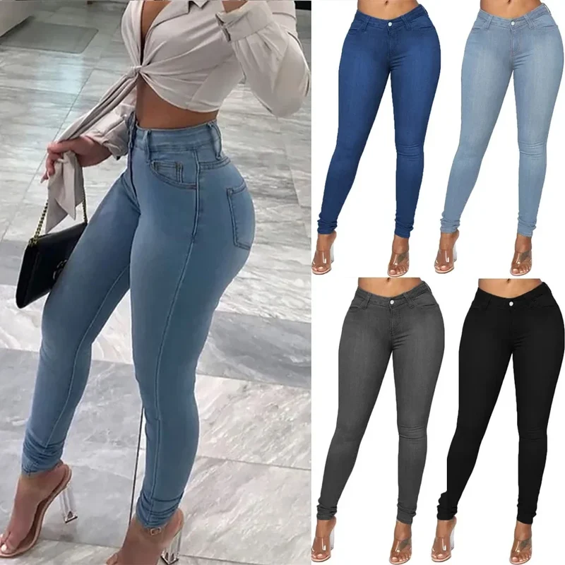 Sexy Damen Jeans Hose Bleistifthose Push Up Denim Style Jeanshose Hüfthose