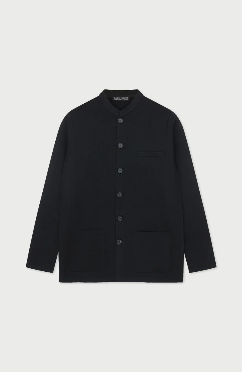 Mens Extra Fine Merino Wool Knitted Nehru Jacket