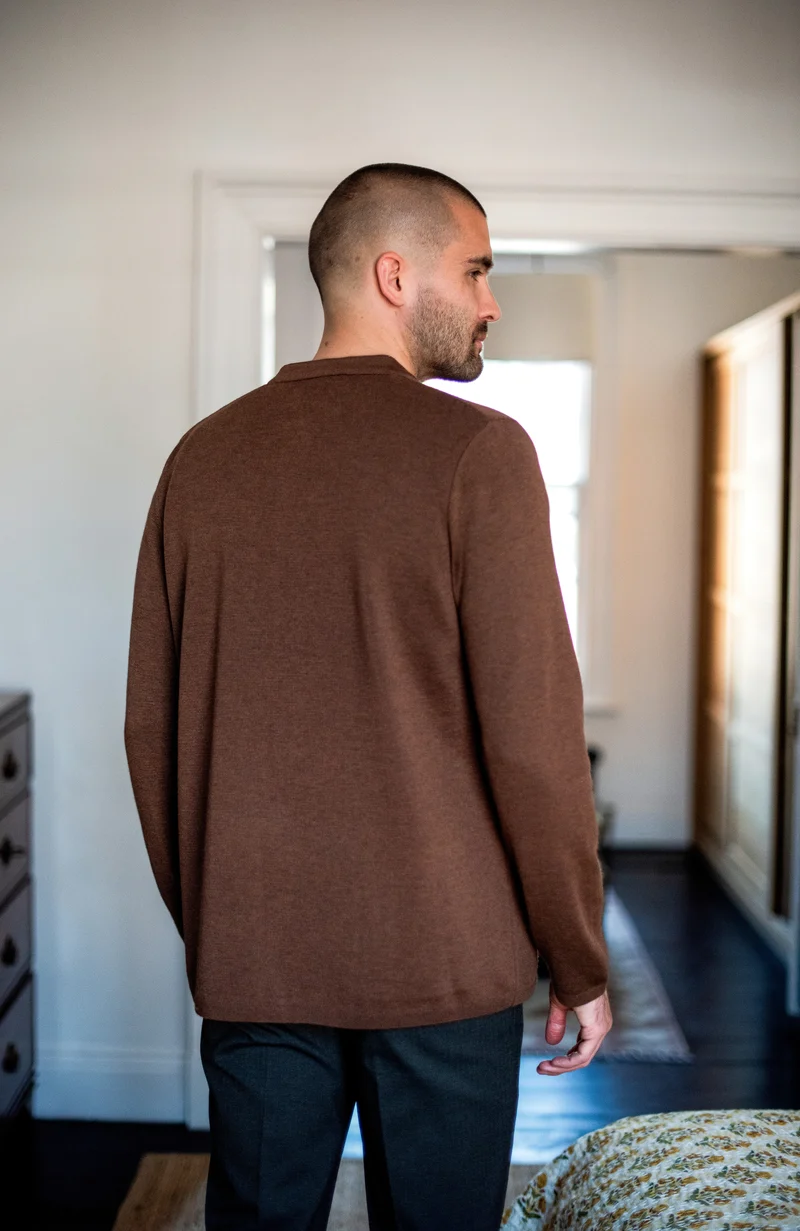 Mens Extra Fine Merino Wool Knitted Nehru Jacket