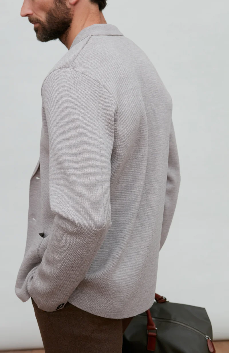 Mens Lightweight Extra Fine Merino Wool Knitted Blazer