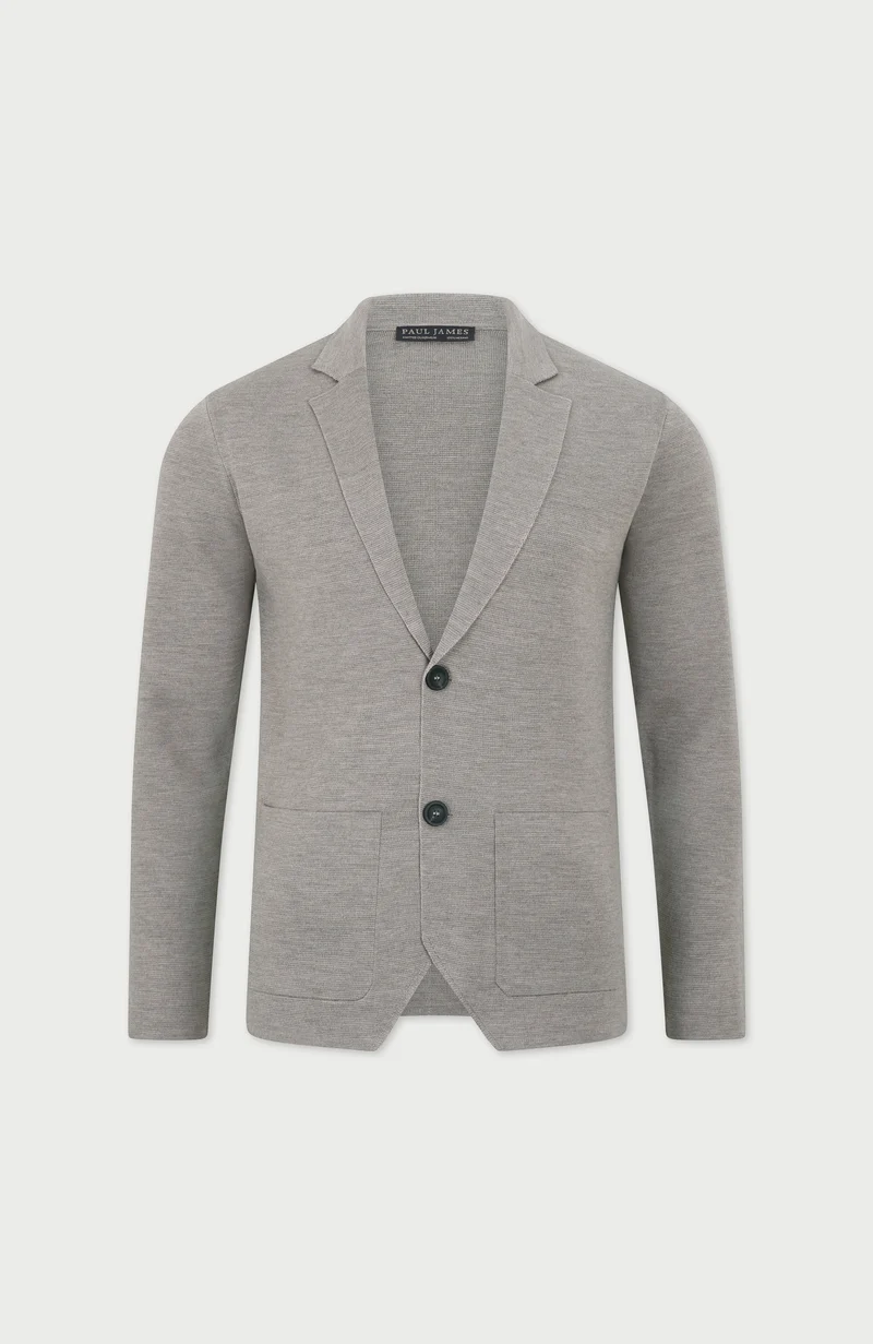 Mens Lightweight Extra Fine Merino Wool Knitted Blazer