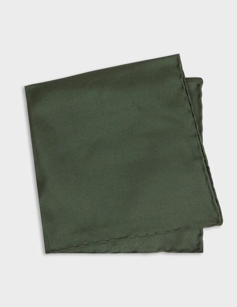 Pochette en twill de soie kaki