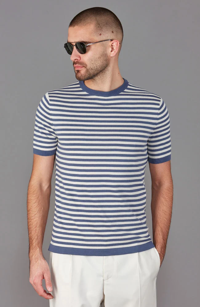 Bretonisches Strick-T-Shirt für Herren aus 100 % ultrafeiner Baumwolle