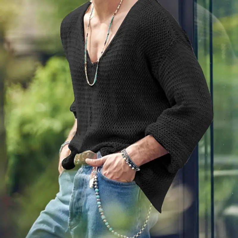 Herren Pullover Sweatshirt Leichter Pulli Sweater Langarm Shirt Strickpullover