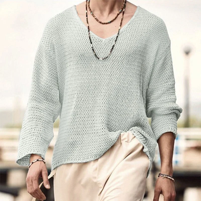 Herren Pullover Sweatshirt Leichter Pulli Sweater Langarm Shirt Strickpullover