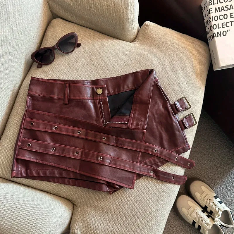 Damen Bermuda Shorts Hotpants Kurze Hose PU Leder Trendy Pants Clubwear