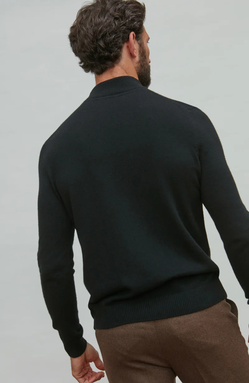 Mens Lightweight Merino Cashmere Mock Turtle Neck Jumper