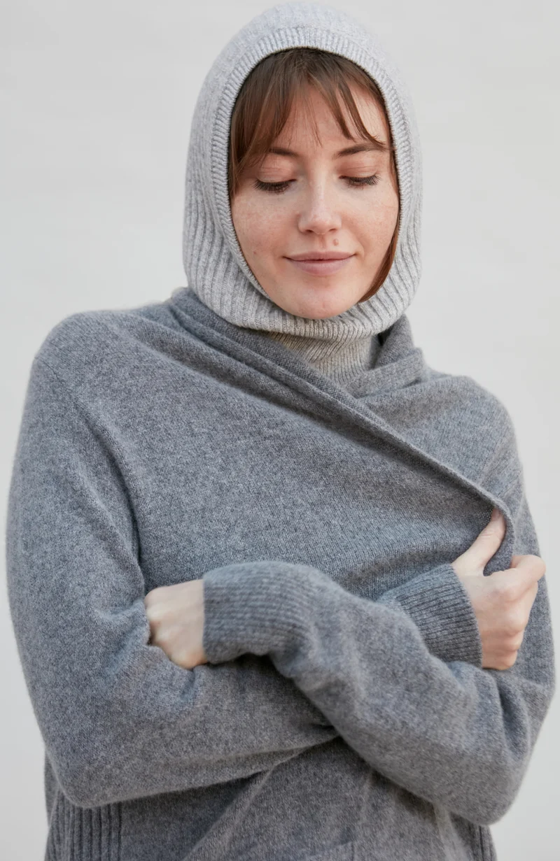 Merino Cashmere Ribbed Open Face Balaclava