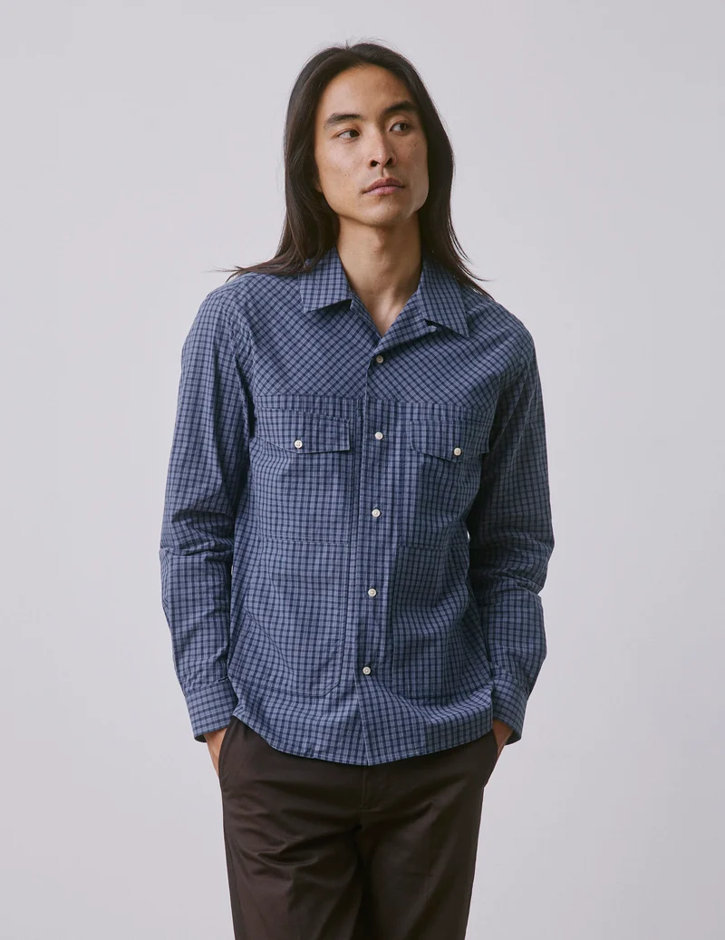 Chemise Pharell à carreaux bleus