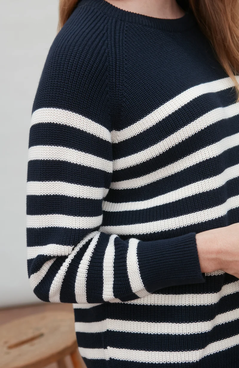 Gerippter bretonischer Damenpullover aus 100 % Baumwolle