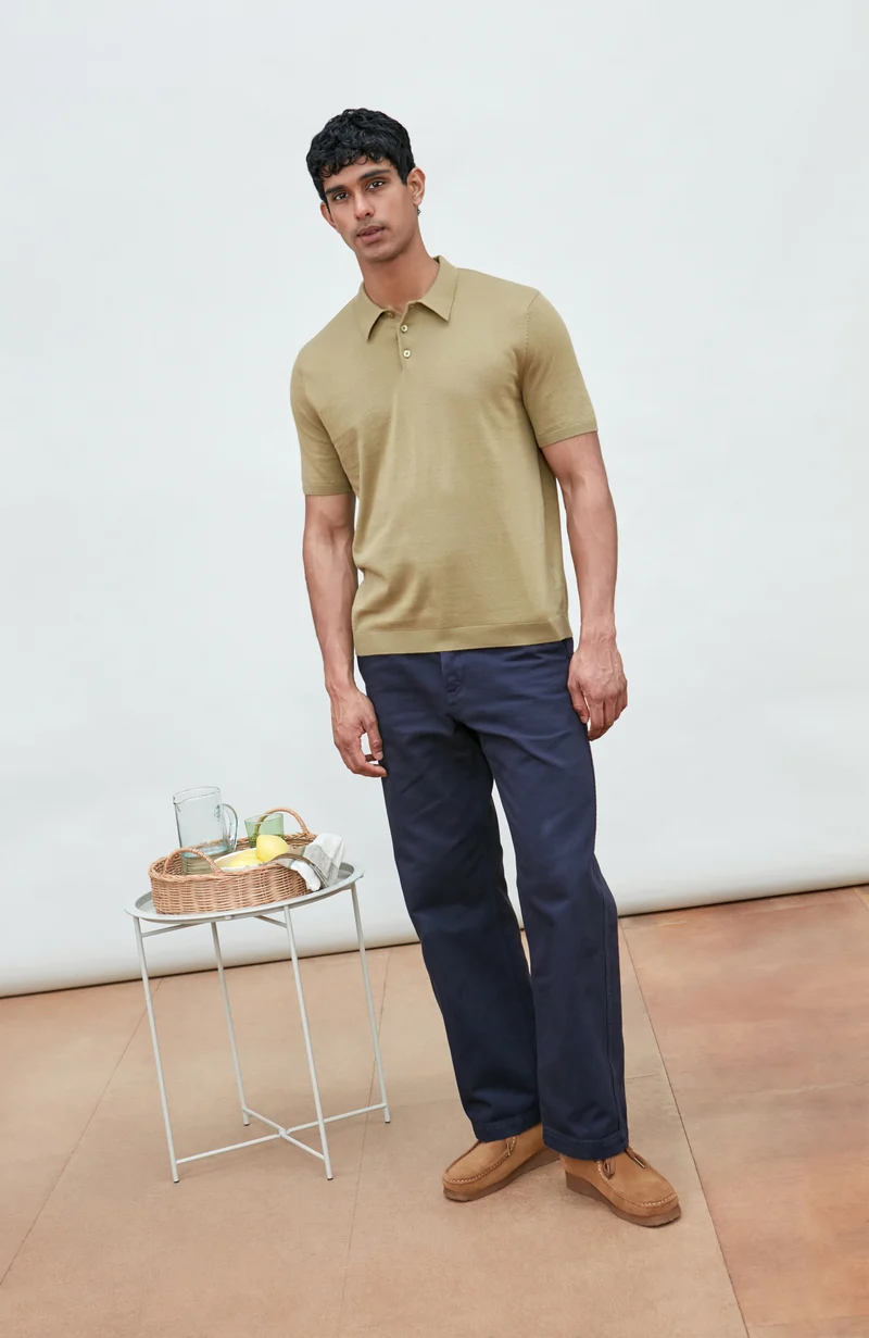 Kurzärmliges Herren-Poloshirt aus 100 % ultrafeiner Baumwolle