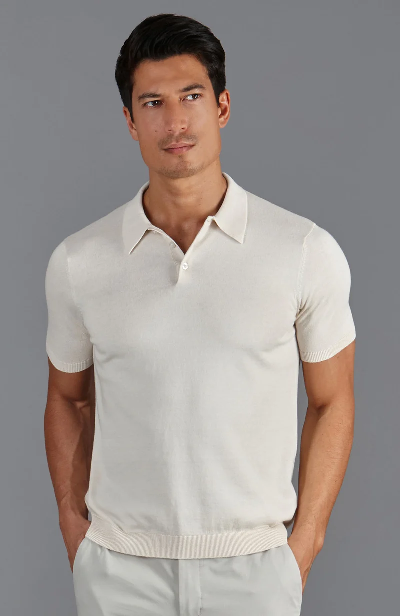 Kurzärmliges Herren-Poloshirt aus 100 % ultrafeiner Baumwolle