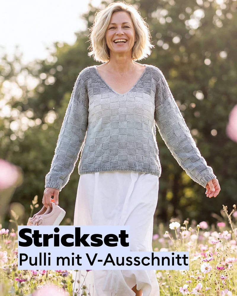Strickset Pullover mit V-Ausschnitt