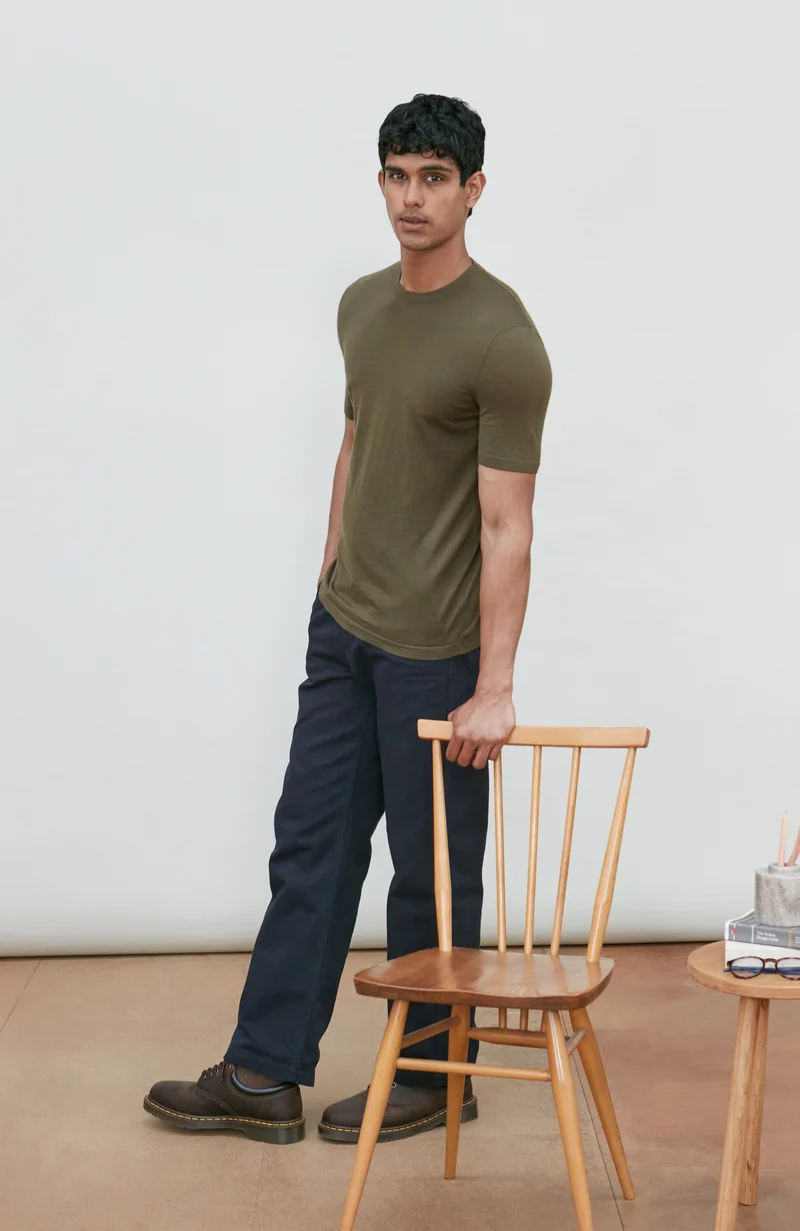 Mens Superfine Merino Wool Knitted T-Shirt
