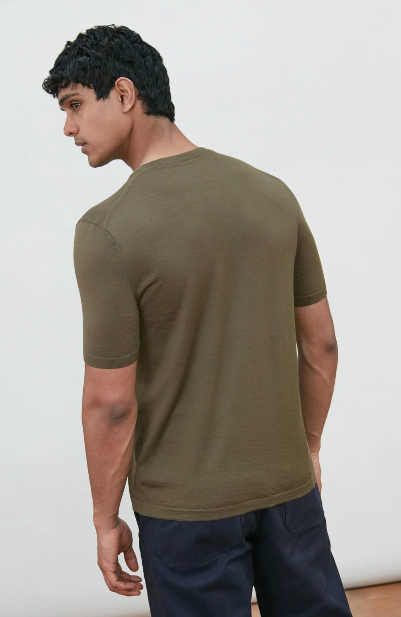 Mens Superfine Merino Wool Knitted T-Shirt