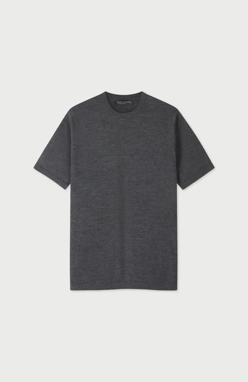 Mens Superfine Merino Wool Knitted T-Shirt