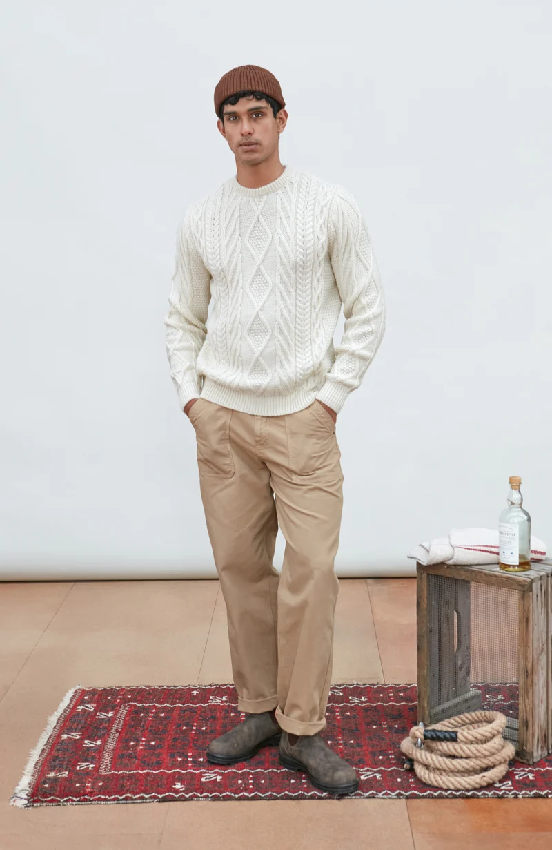 Mens Chunky Merino Wool Cable Jumper