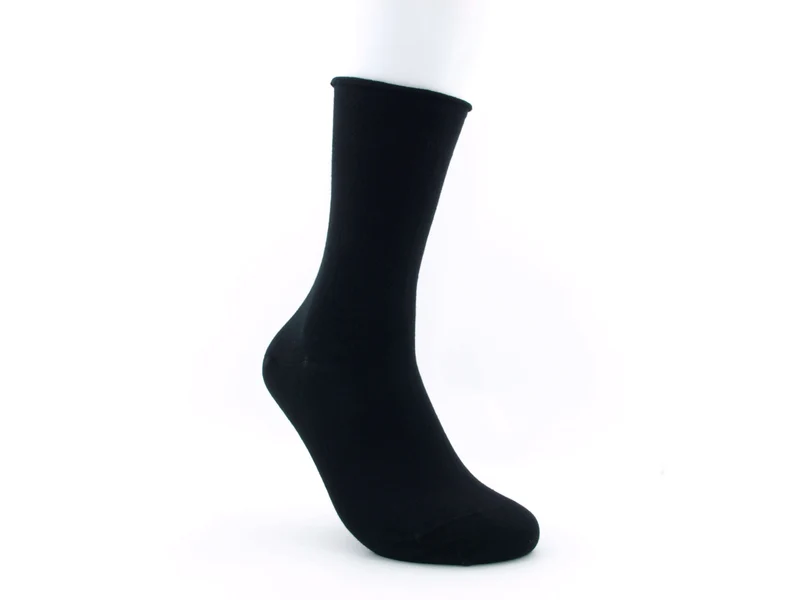 1 Paar Bio-Baumwolle Socken Rollrand schwarz