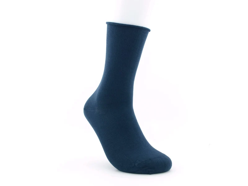 1 Paar Bio-Baumwolle Socken Rollrand blau