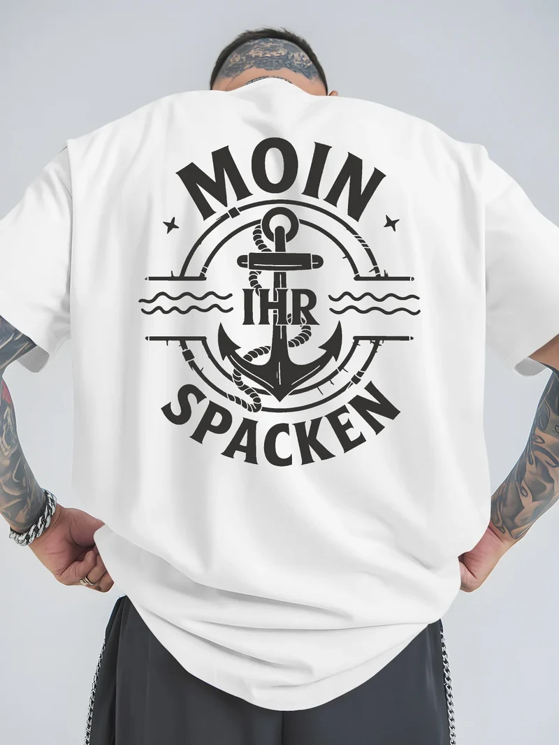 Herren T-Shirt Moin Spacken Shirt Rundhals Streetwear Tank Top Hemd Polohemd