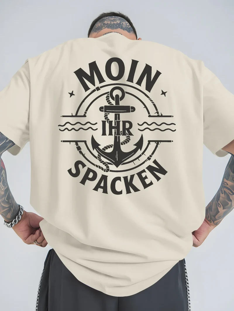 Herren T-Shirt Moin Spacken Shirt Rundhals Streetwear Tank Top Hemd Polohemd