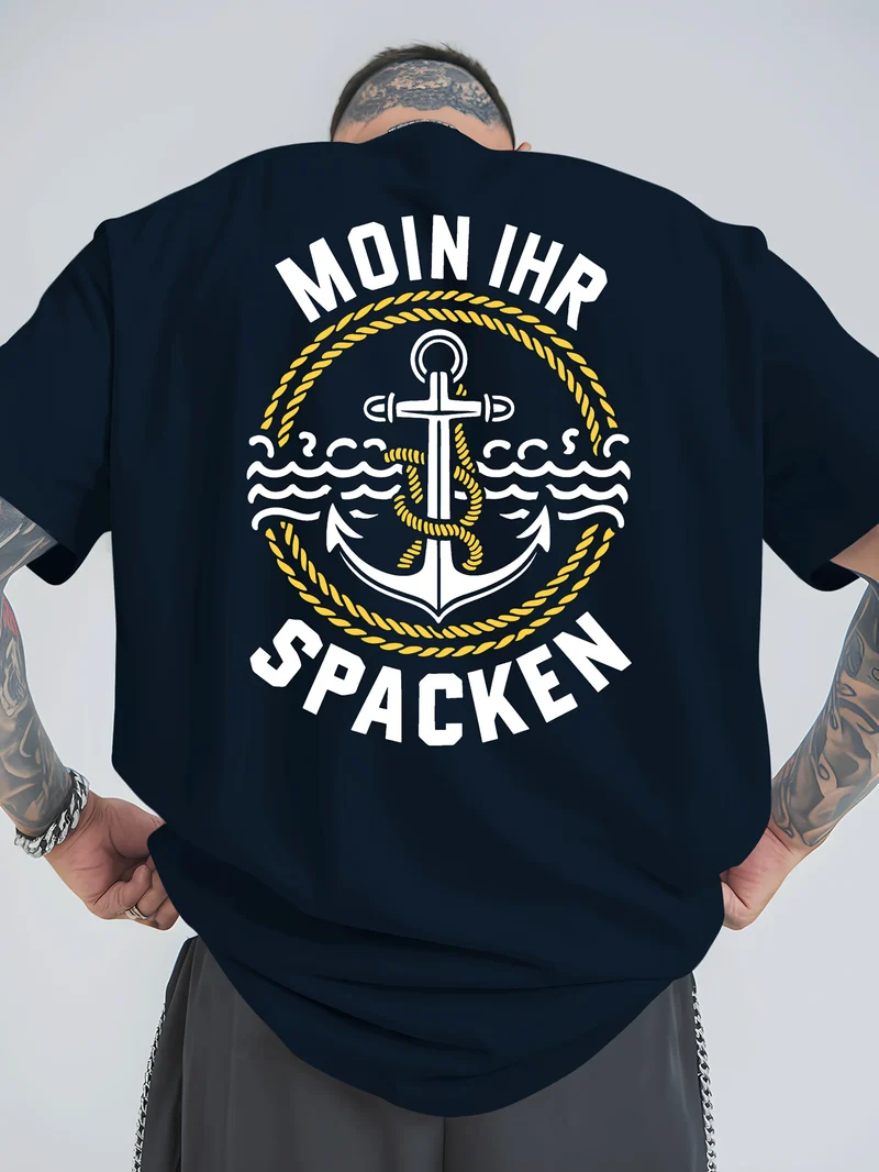 Herren T-Shirt Moin Spacken Shirt Rundhals Streetwear Tank Top Hemd Polohemd