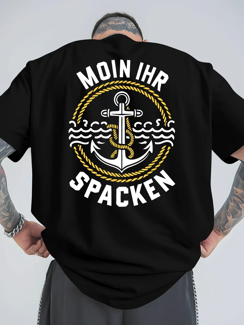 Herren T-Shirt Moin Spacken Shirt Rundhals Streetwear Tank Top Hemd Polohemd